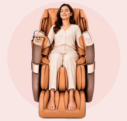 Woman relaxing in a massage chair