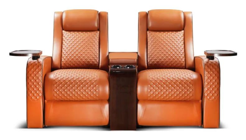 Aderia two-seater cinema recliner with swivel tables