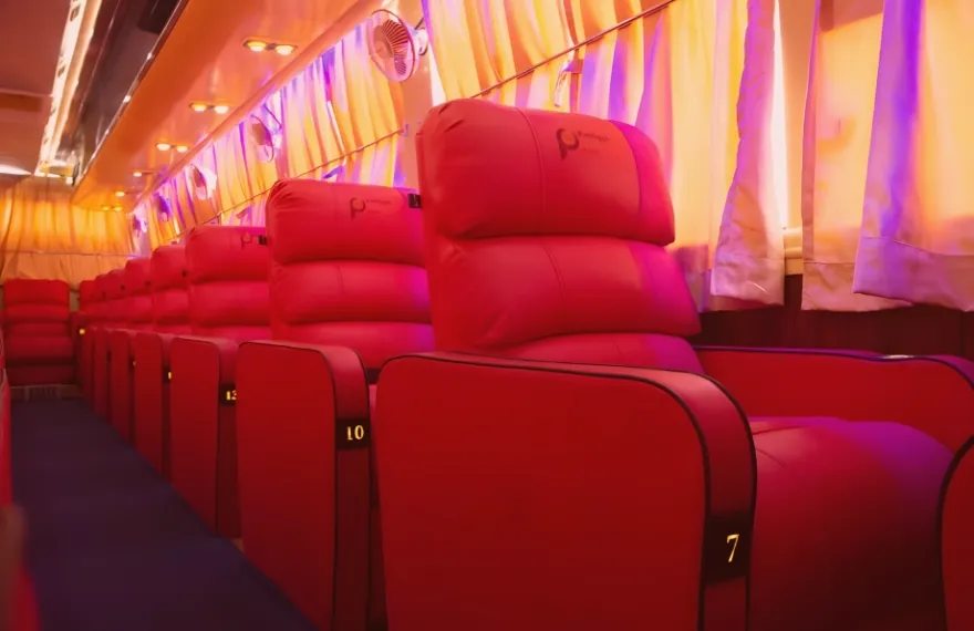 Recliner seats inside a luxury coach