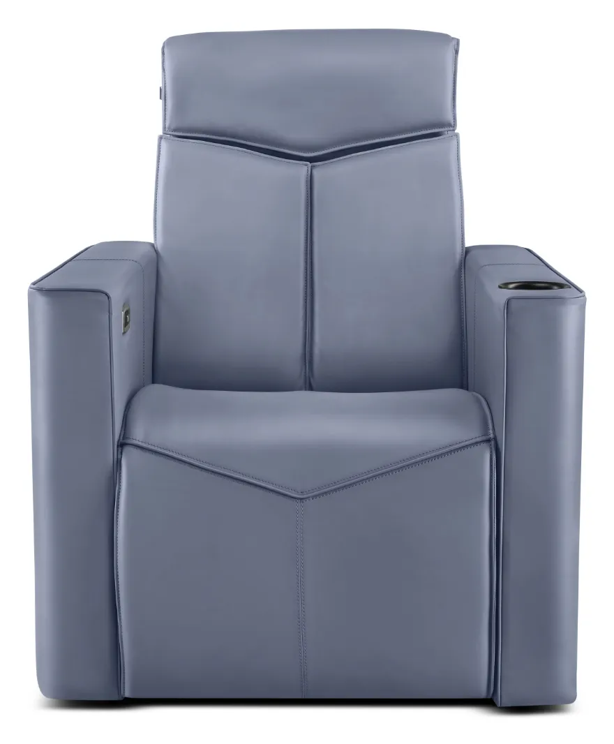 Trident home theater recliner in blue-grey